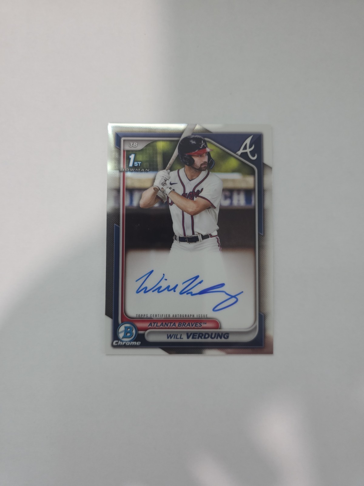 2024 Bowman Chrome Will Verdung Auto Rookie 1st Prospect CPA-WV Atlanta Braves