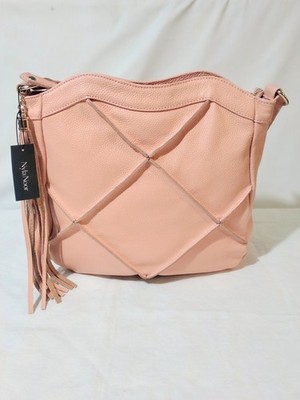 NYLA NOOR pink SOHO Pebbled Cowhide Leather Shoulder Bag Purse Fringe Tassel NWT