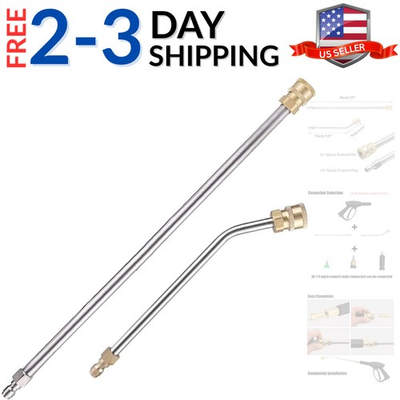 #ad #ad 2Pcs Pressure Washer Extension Wand Extension Lance 15quot; 38cm 30°Curved Ext... $26.09