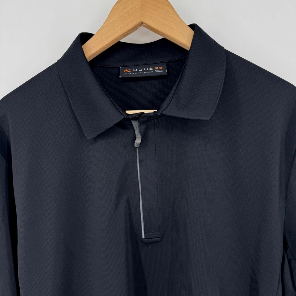 KJUS Mens Long Sleeve Pullover Golf Polo Shirt Black 2XL EU 56 Athletic - Image 2 of 4