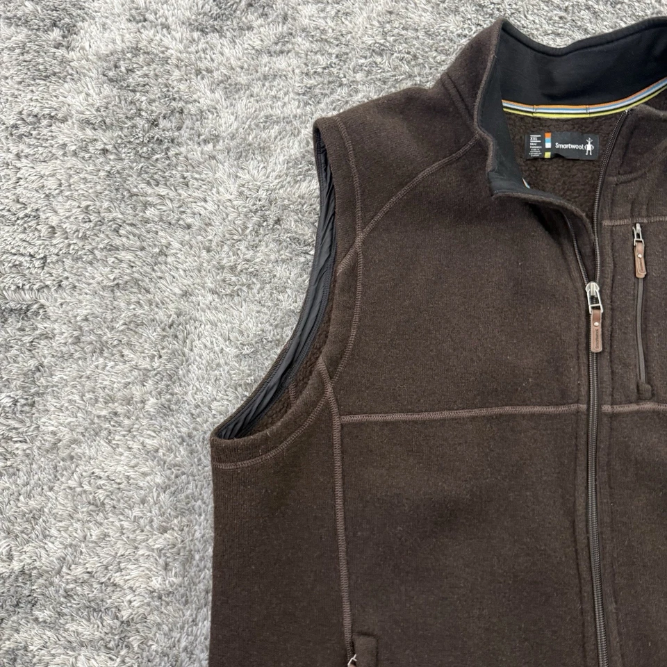 Chaleco Smartwool Para Hombre 2XL Marrón Echo Lake Mezcla de Lana Cremallera Completa  Foto 3 de 4
