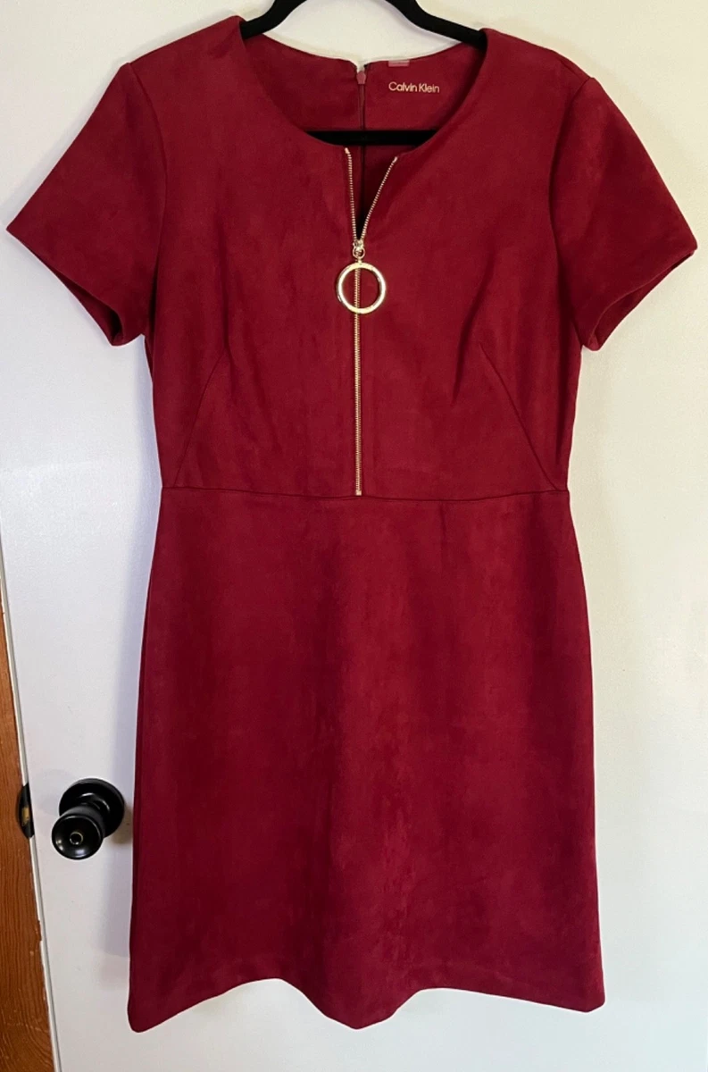calvin klein red dress gold zipper New Calvin Klein Dress sz 12 L (12-14)