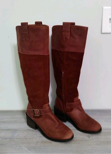 Lucky Brand Womens Riding Boots Kailan Leather Closed Toe Knee High Size 7M Rye - Picture 12 of 14