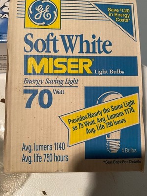 GE Light Bulbs Soft White Miser Energy Saving, 70 Watts, pack of 3 (THREE) 1140