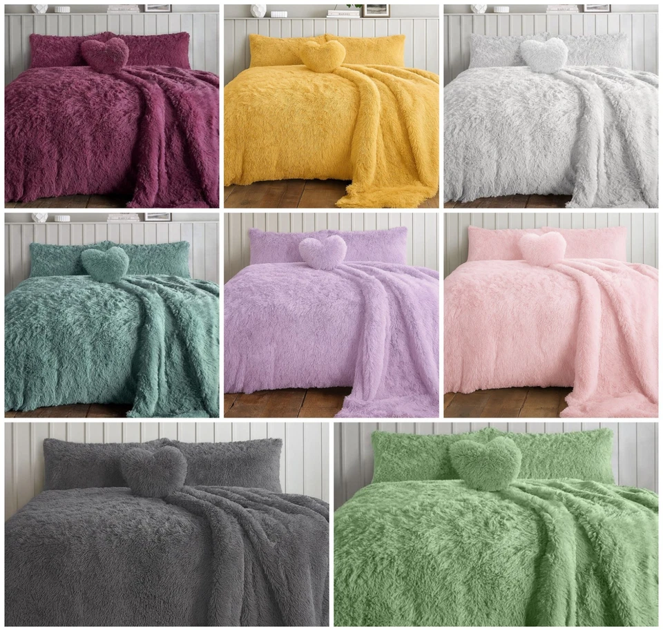 OLIVIA ROCCO Teddy Duvet Cover Set Snuggle Soft Fluffy Quilt Sets Warm Cosy Snug Bedding
