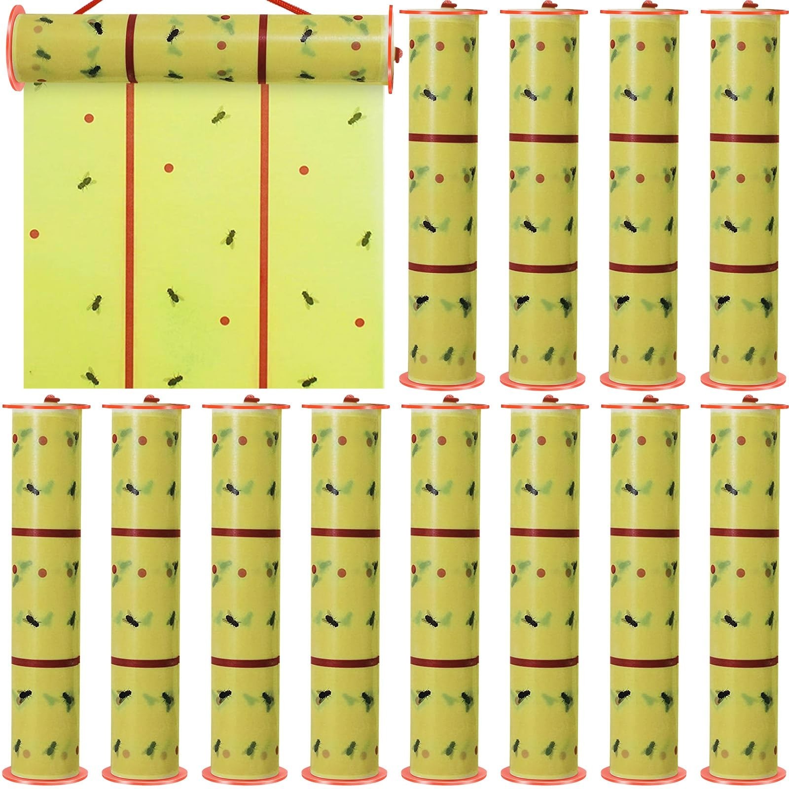 Qualirey 12 Rolls Giant Sticky Fly Traps 157 Feet Adhesive Paper Fruit Fly Tr...