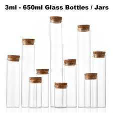 Bulk Buy 3ml-650ml Tiny Transparent Glass Bottle Wide Opening Cork Bottles AP