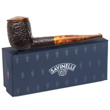 Savinelli Tortuga Rusticated 106 Briar Tobacco Pipe + Cap, Turtle Shell Finish
