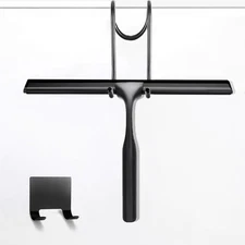 10" Stainless Steel Shower Squeegee for Shower Glass with Adhesive Hook for C...