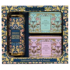 New English Teas Traditional Tea & Cookies Gift Set with 80 Breakfast Teabags