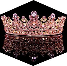 TOBATOBA Tiaras and Crowns for Women Crystal Wedding Tiara Bride, Pink