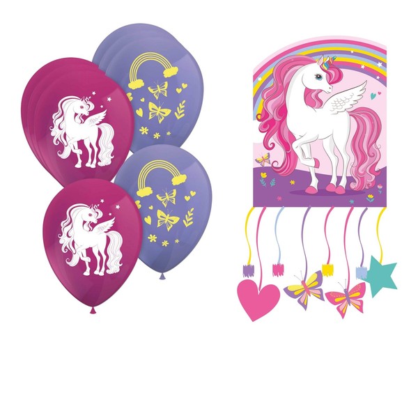 9-Tlg. Regenbogen Unicorn Einhorn Party Set FüR Kindergeburtstag-image