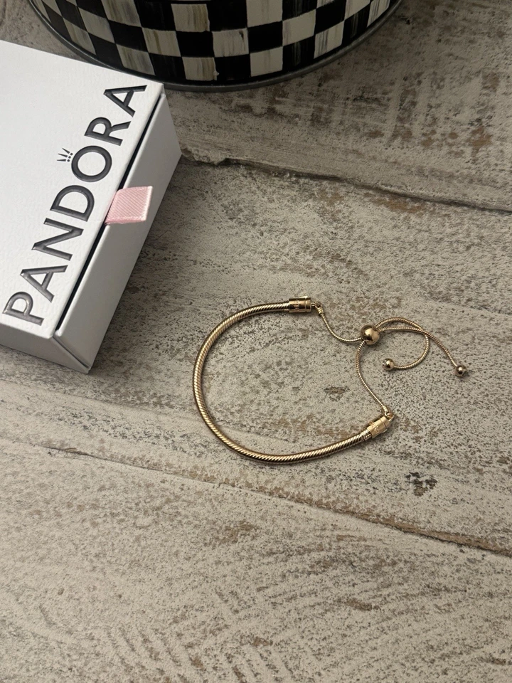Pandora Moments Snake Chain Slider Bracelet ROSE GOLD NEW - Image 3 of 4