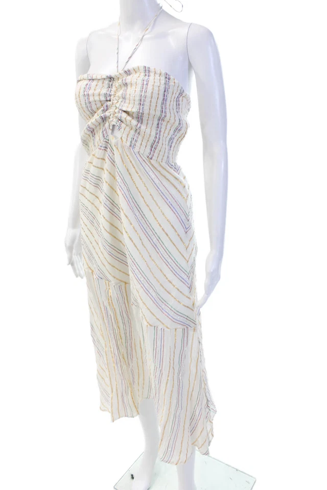 Maxi Vestido Solero Suboo Mujer Blanco Rayas Sin Mangas Playa Cordón Talla L Foto 2 de 4