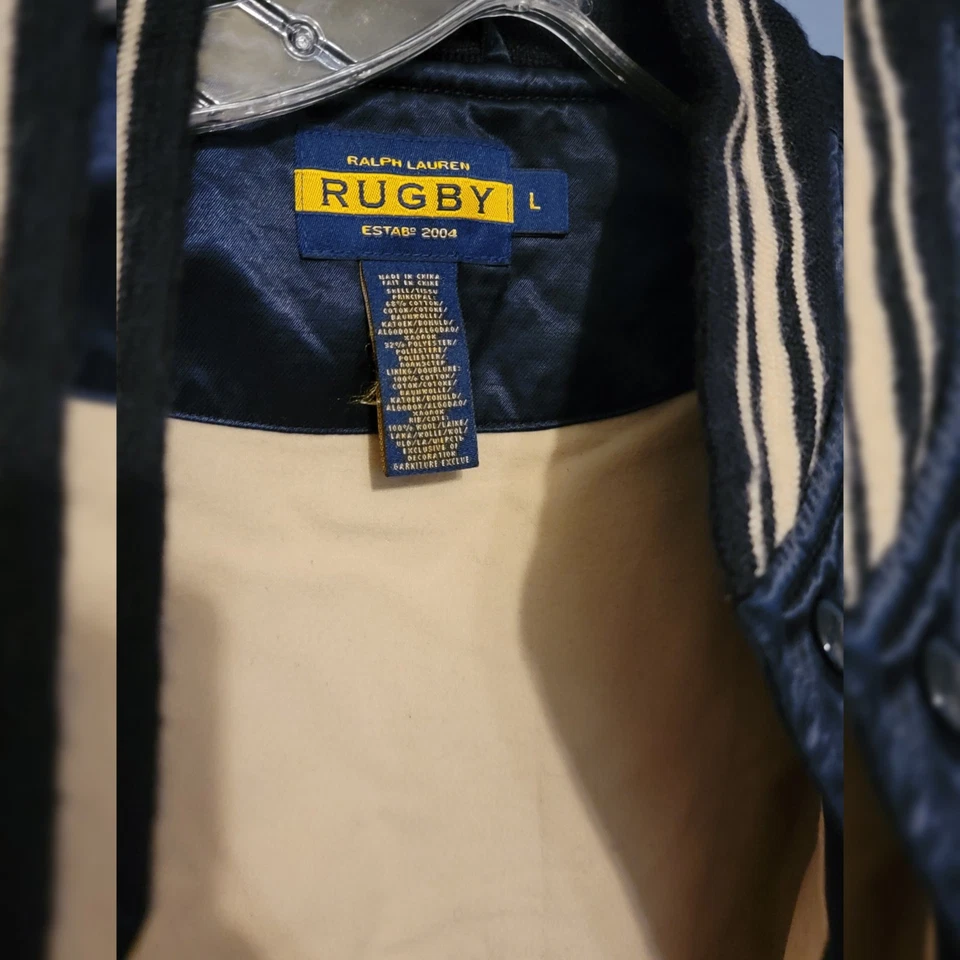 Chaqueta universitaria satinada rugby ralph lauren L vintage bombardero rugby parche estadio RL Foto 4 de 4
