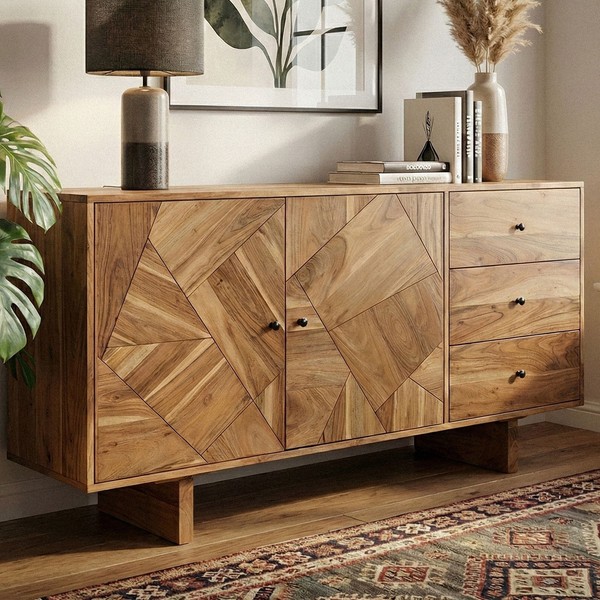 Sideboard Akazie Massivholz 150Cm Massive Kommode Echtholz Anrichte Handmade-image