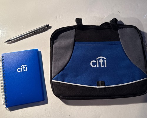 Citi Citibank Folio Small Notepad Canvas Carrying Case + Pen And Notepad - Afbeelding 1 van 3