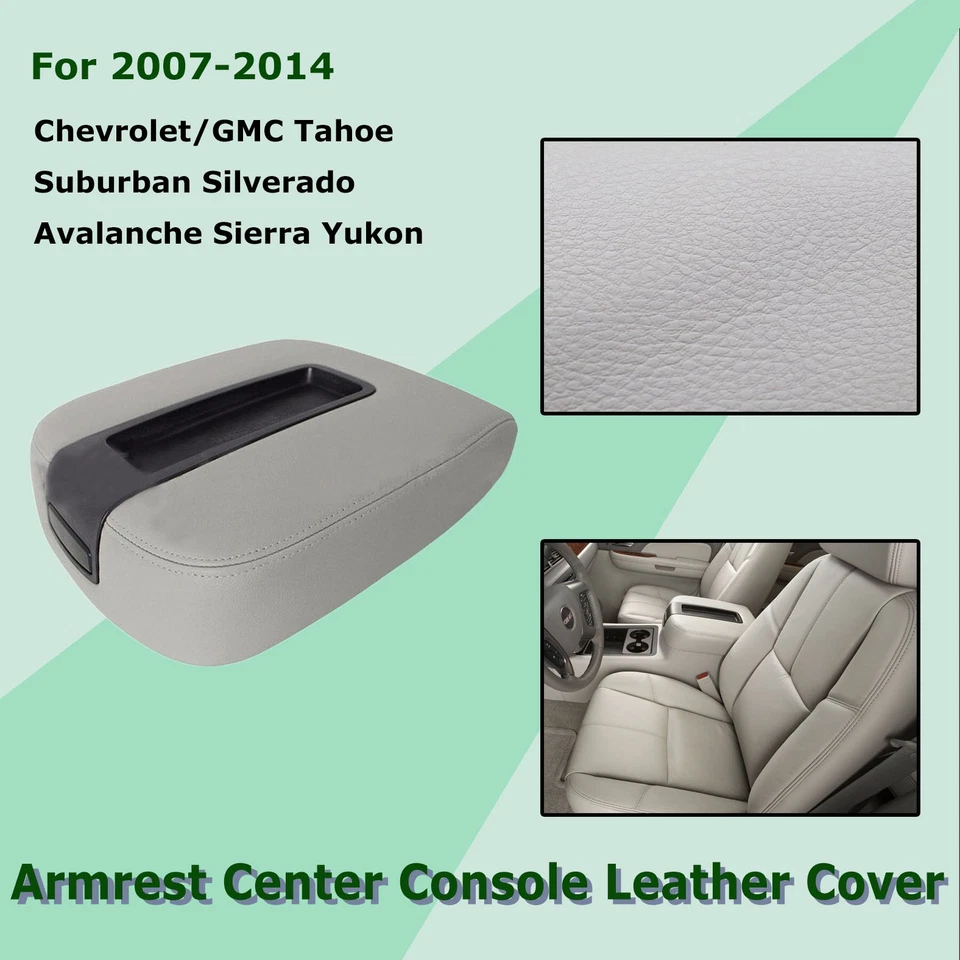 Fits 2007-2014 Chevy Avalanche Suburban Leather Console Lid Armrest Cover Gray Foto 2 de 4