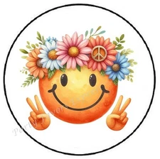 HIPPIE HAPPY SMILEY FACE ENVELOPE SEALS LABELS STICKERS PARTY FAVORS