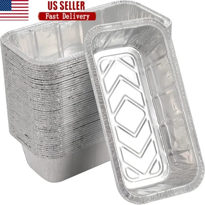 Aluminum Loaf Pans 50 Pack Oven Safe Disposable Baking Trays Heat Conductivity