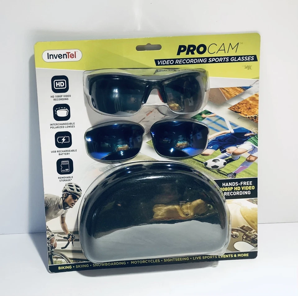 InvenTel PROCAM Video Recording Sports Glasses w/Interchangeable Lens & Case NEW - Image 3 of 4