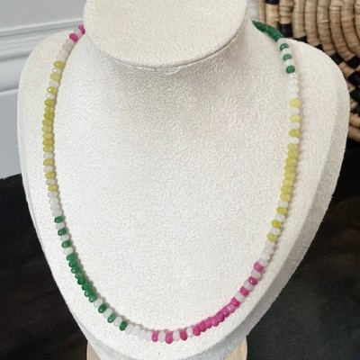 Second Bloom Studio Rainbow Agate Necklace 17'' + Extender Black Colorful Pink