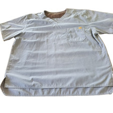 Carhartt Scrub Top Shirt XL Gray V-Neck Short Sleeve Chest Pocket Workwear