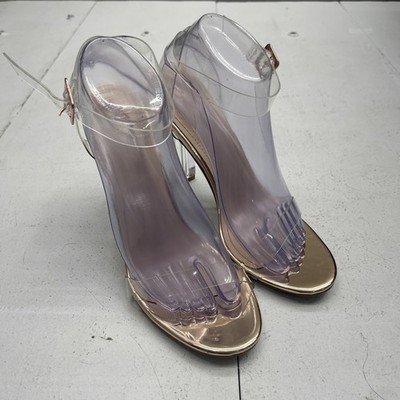Torta Caliente Kiara Rose Gold Clear Wrap Strap Open Toe Heels Women's Size 9.5