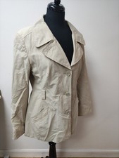 John Lewis Short Mac UK14 Beige Lined Button Fastening Pockets Button Cuffs