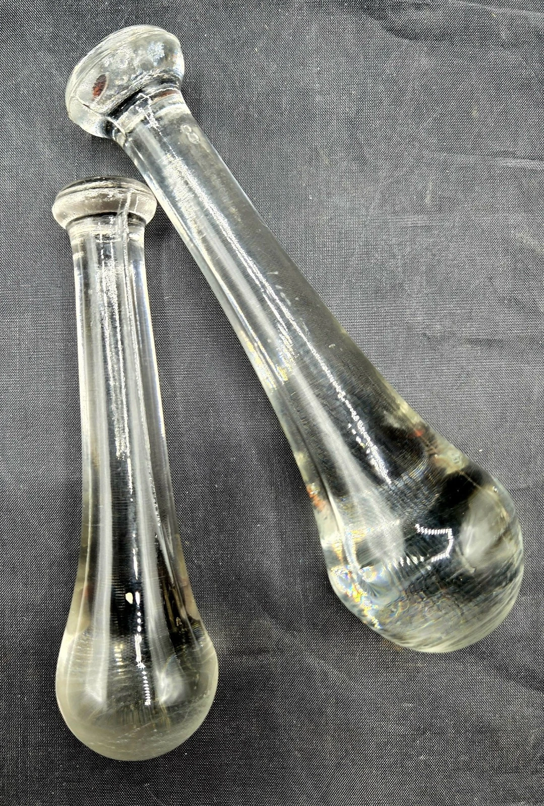 2 Vintage Large Glass Medical Pharmaceutical Pestles #4 & #8 6-1/8" & 5-1/4"