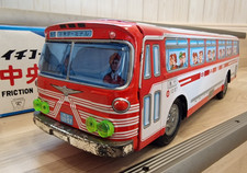 Vintage Ichiko Chuo Bus Tin Toy 47cm 18.5in Friction Japan w/ Box