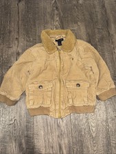 Tommy Hilfiger Kids 18 Months Sherpa Corduroy Zip Up Jacket Tan Ribbed Flannel
