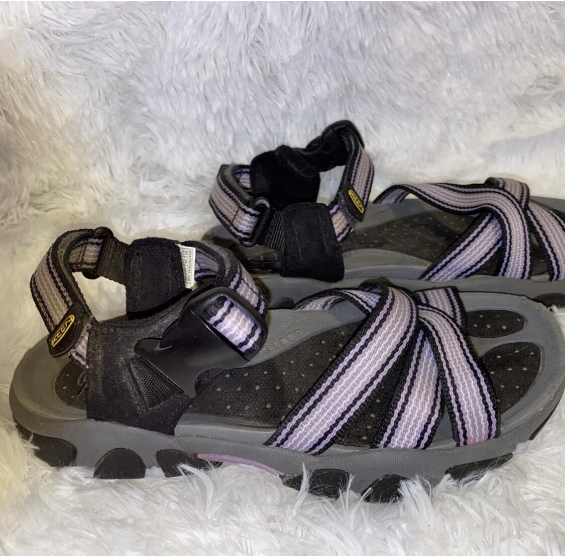 Sandali Keen carini viola lavanda a righe cinturino sportivi da passeggio scarpe 7