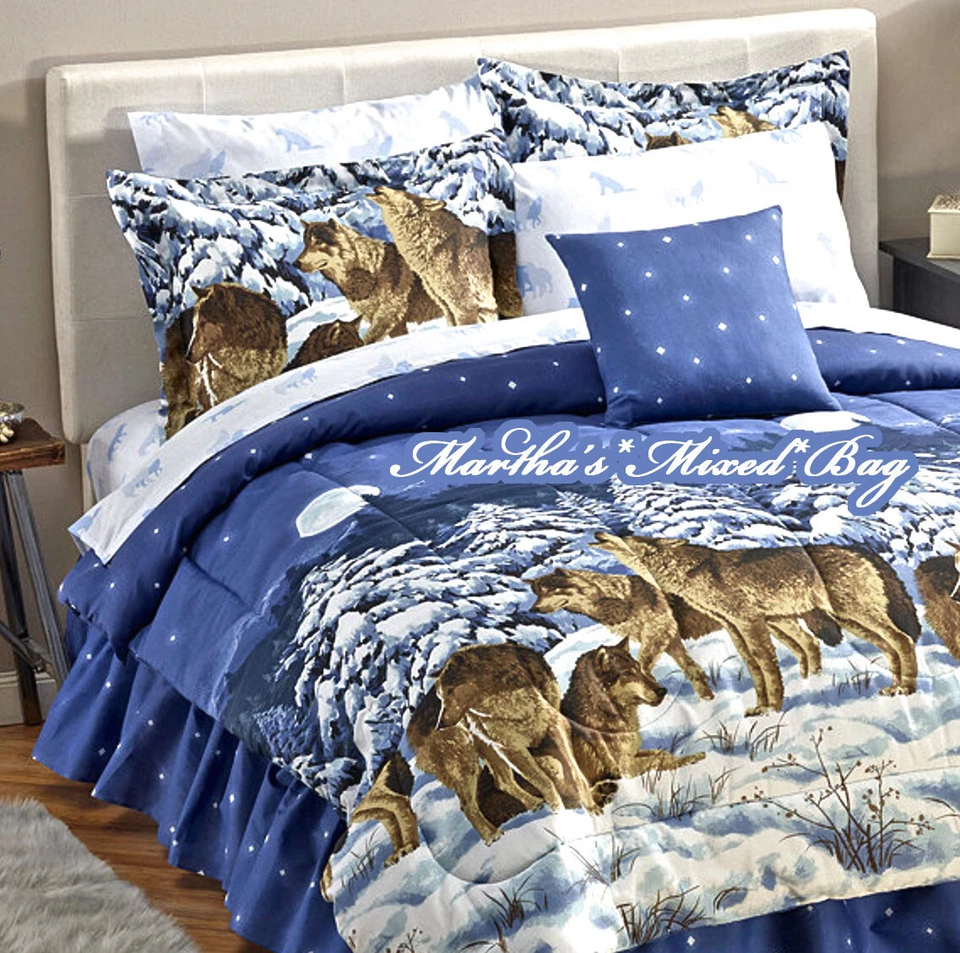 Midnight Wolves Blue Star Drapery Set (2- Panels with 2 Tiebacks) 84" x 84" - Image 2 of 2