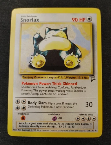 VINTAGE SNORLAX - 30/130 - Rare - Pokemon Card - EXC / NM - ENN COINS