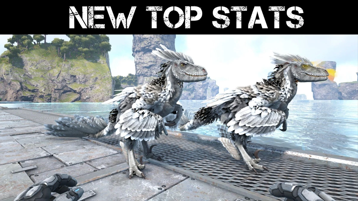 ARK Survival Evolved PS4 PS5 PVE New Top stats White Deinonychus