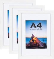 Bilderrahmen Set Weiß Din A4 21X30Cm Mdf Holz Acrylglas 3Er Pack