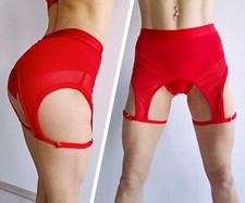 Red shorts, Pole dance wear, Rave outfit, High waisted shorts, Garter shorts