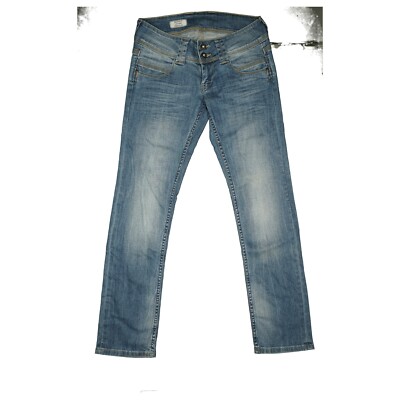 Pepe Jeans Venus Damen Hose stretch Straight Leg low Rise 36 S W28 L30 hell blau