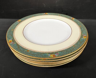 Set of 6 Royal Worcester Dinner Plates c1927 Green Band C2976