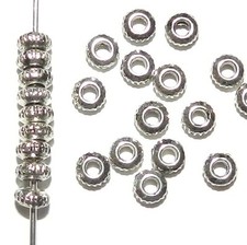 MB747 Antiqued Silver 3mm Corrugated Rondelle Metal Alloy Beads 24pc