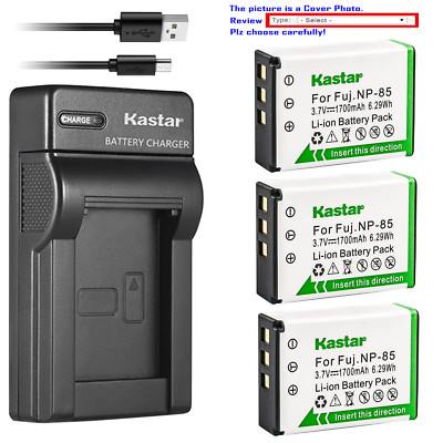 Kastar Battery Slim Charger for Fuji NP-85 BC-85 & Fujifilm FinePix SL280 Camera