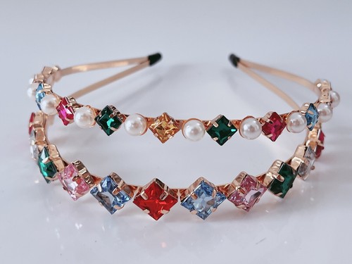Women Girl Colorful Crystal Rhinestone layer Party Slim Hair Head band Headband - Picture 10 of 11