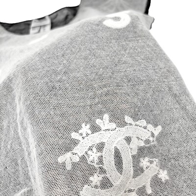 CHANEL Vintage 04P CC Logo Mesh Top #34 Cotton Spandex White Black