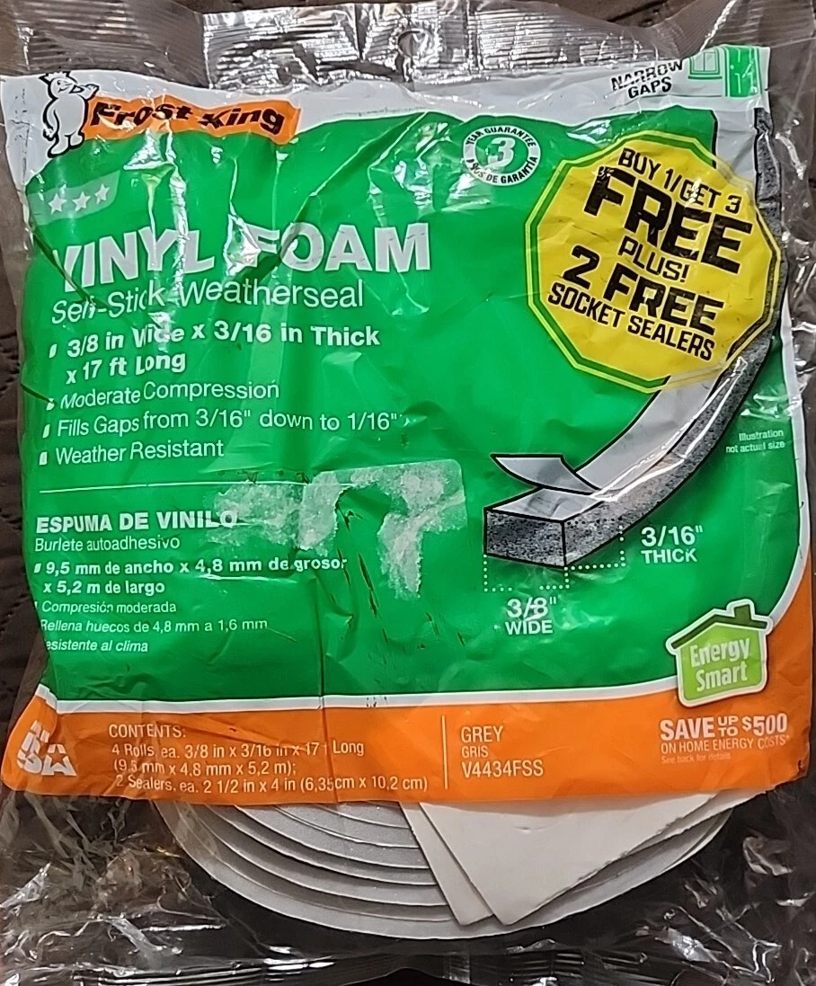 Frost King V4434FSS Vinyl Foam Weatherseal 3/8 