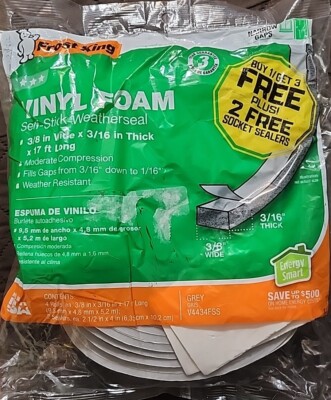 Frost King V4434FSS Vinyl Foam Weatherseal 3/8