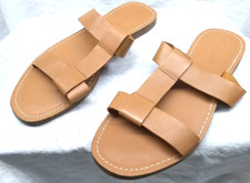 Madewell Flats Slide Brown Leather Slip On Shoes Double Strap Size 7 M Great