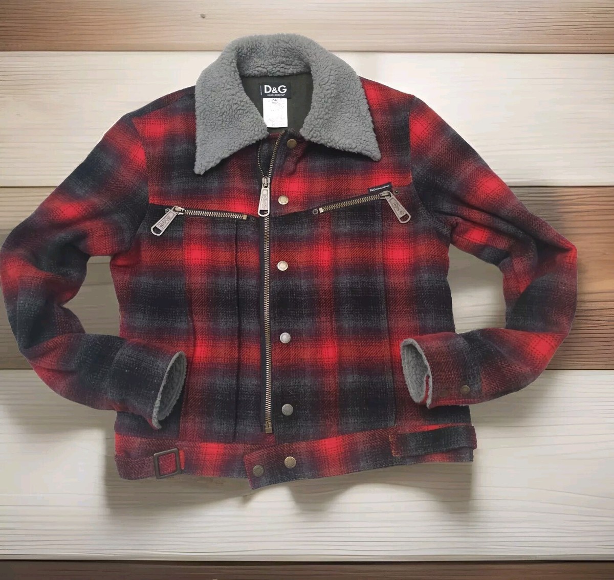 Vintage Dolce Gabbana Plaid Wool BOMBER Runaway Ermine Vintage Dolce Gabbana Plaid Wool BOMBER Runaway Ermine