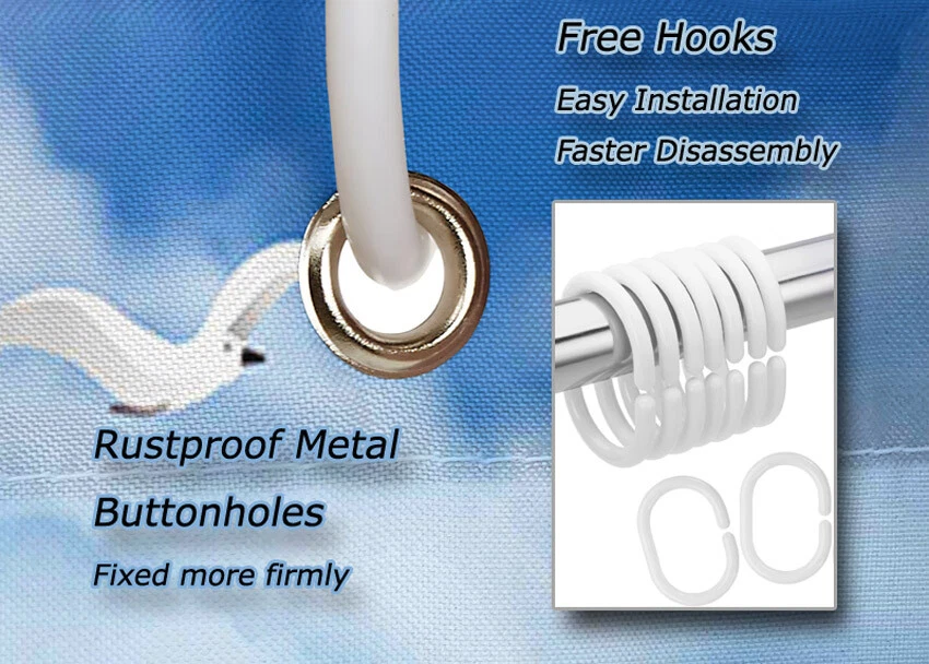 Cortina de Ducha Oriental Pearl Riverside 3D Poliéster Baño Decoración Impermeable Foto 2 de 4