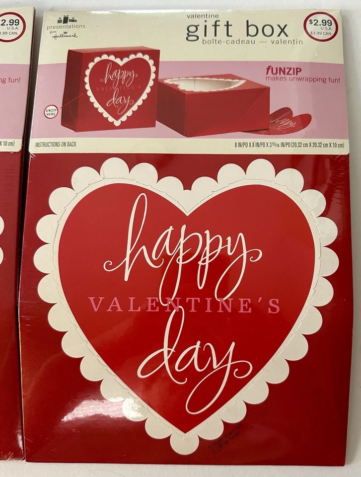 Hallmark Caja de Regalo San Valentín Funzip 8 x 8 x 3 Lote de 3 Corazón Rojo Amor San Valentín’s Foto 2 de 4